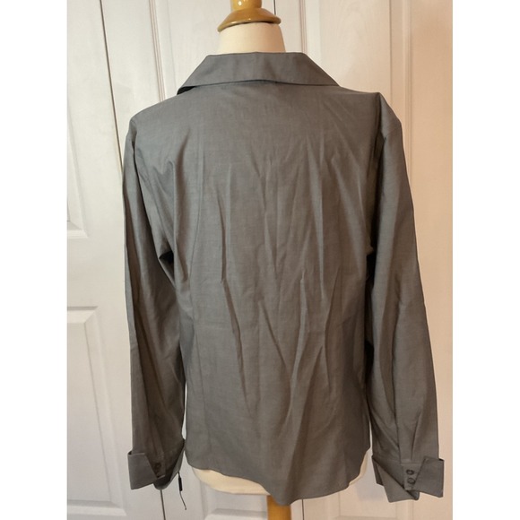Calvin Klein Gray Fitted Cotton Blouse Top Shirt Business Casual Non Iron 16 - Picture 4 of 5